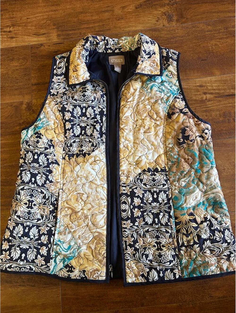 Chico's Quilted Patterned Vest Size 1